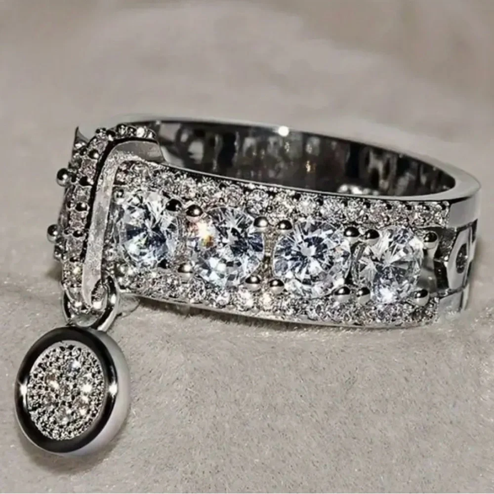 14k Silver Plated Women's Ring with Diamond Accents Size 12 - Picture 4 of 4